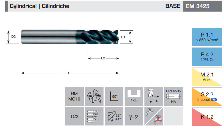 FRESA MD Z4 CIL. ATT. CILIND. D 16,00 L 100/40
